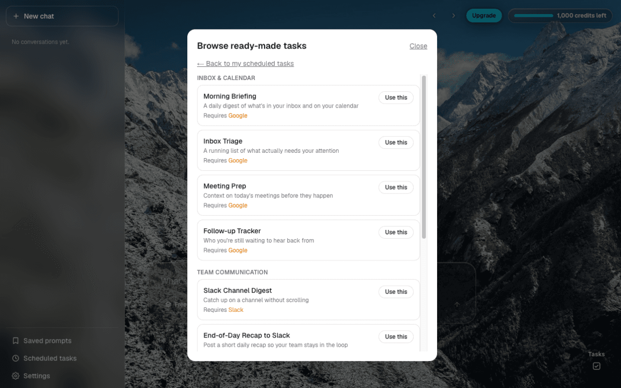 OpenZen's Browse ready-made scheduled tasks gallery